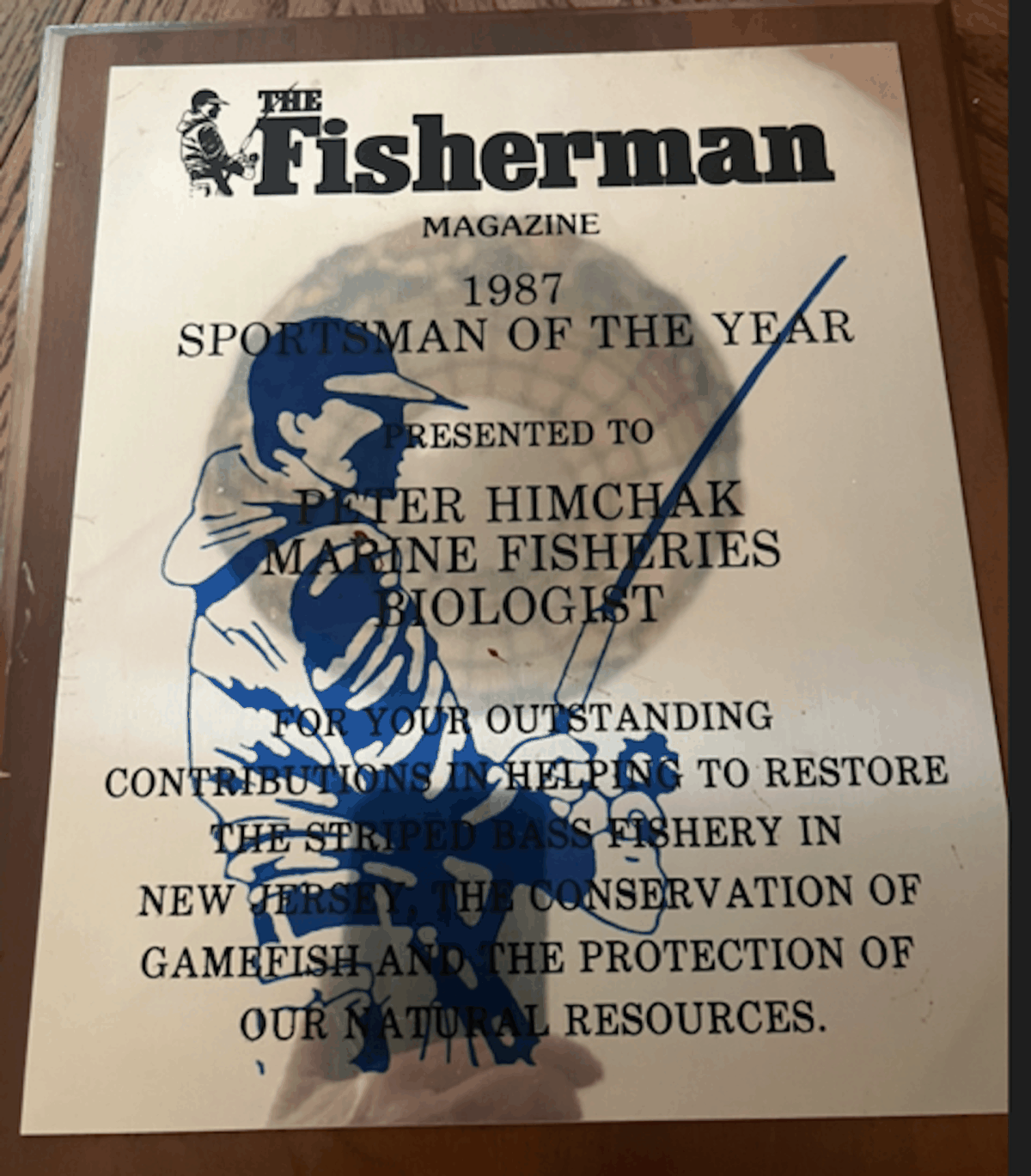 The Fisherman's 1987 Sportsman of the Year Award Presented to Peter Himchak